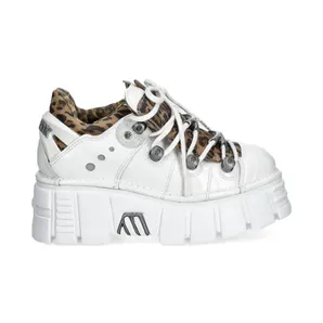 New Rock Plateau-Sneakers mit Leopardenmuster 60mm “White” (M120NS9)
