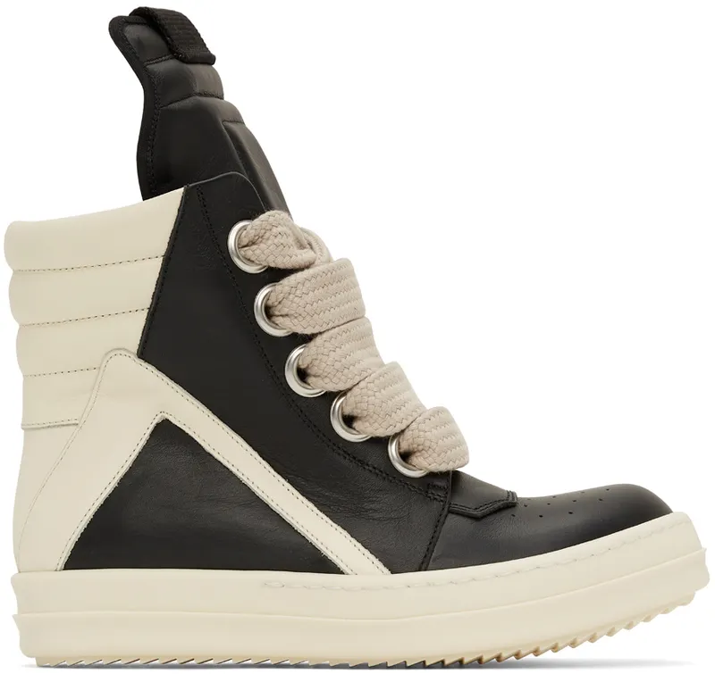 Rick Owens Black Jumbo Lace Geobasket High-Top (RP01B4894 LPOW1)