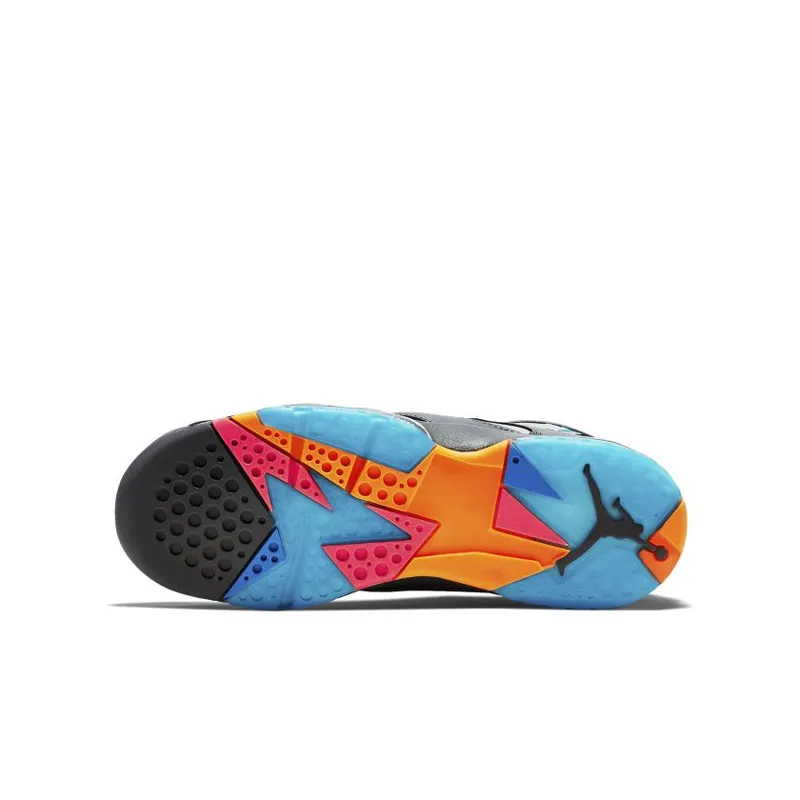 Jordan 7 Retro Barcelona Days (GS) Grey/Wolf Grey-Total Orange-Turquoise Blue (304774-016)