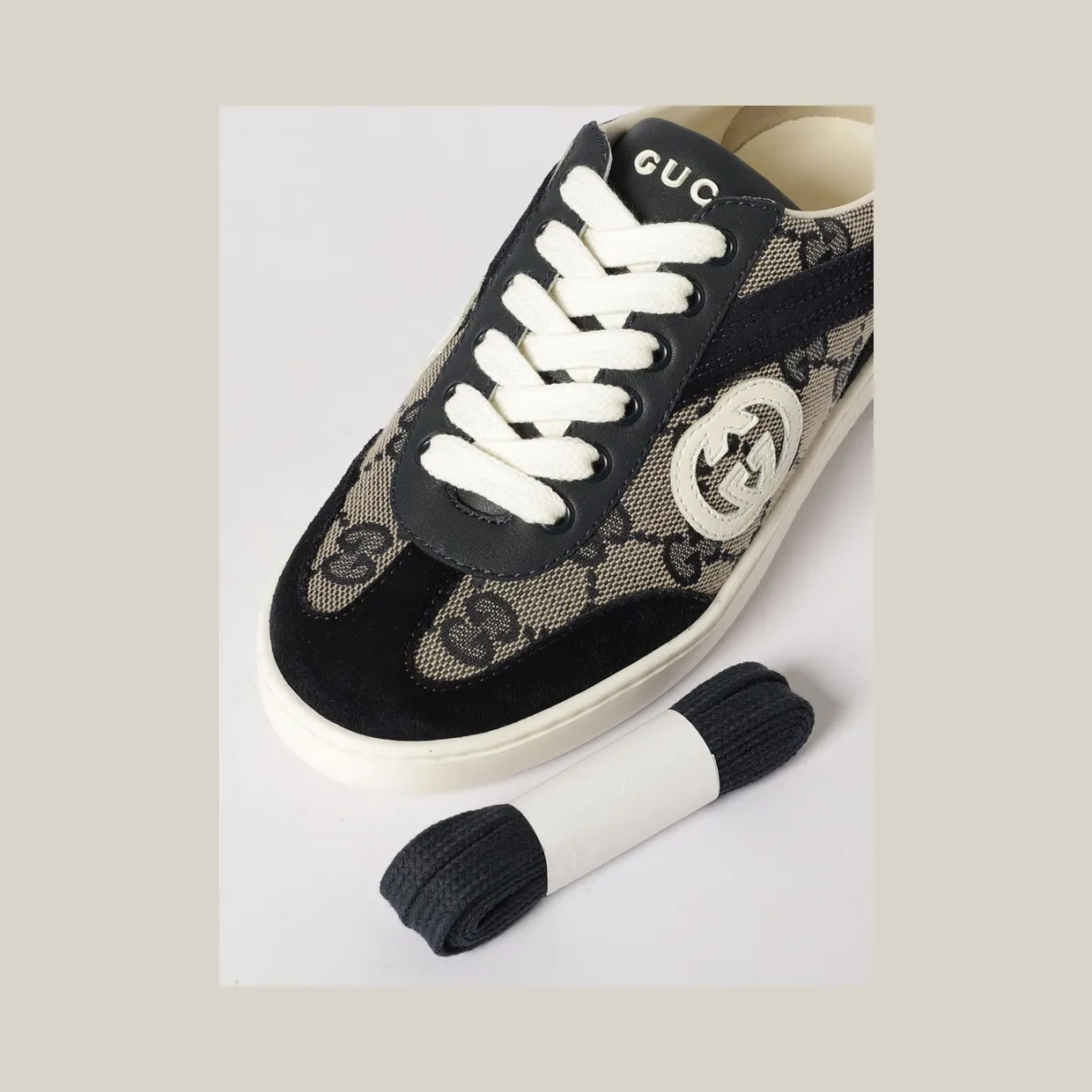 Gucci Jacquard Canvas and Suede Sneakers Beige (812674AE2T4056) (3)