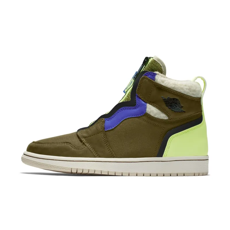 Jordan 1 Retro High Zip Utility Pack (W) Olive Flak/Black-Volt Glow-Beach (AV3723-300)