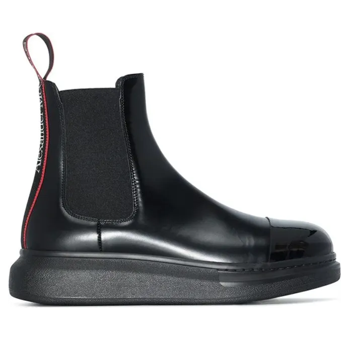 Alexander McQueen Hybrid Leather Chelsea Boot Black Red (665367WHX5V1324)