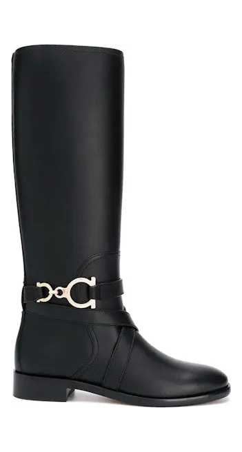 Ferragamo Gancini Horse-Bit Knee-High Boots Black (01Q711726392)