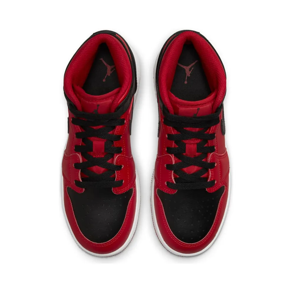 Air Jordan 1 Mid Reverse Bred (GS) – “Black / Gym Red / White” (554725-660)