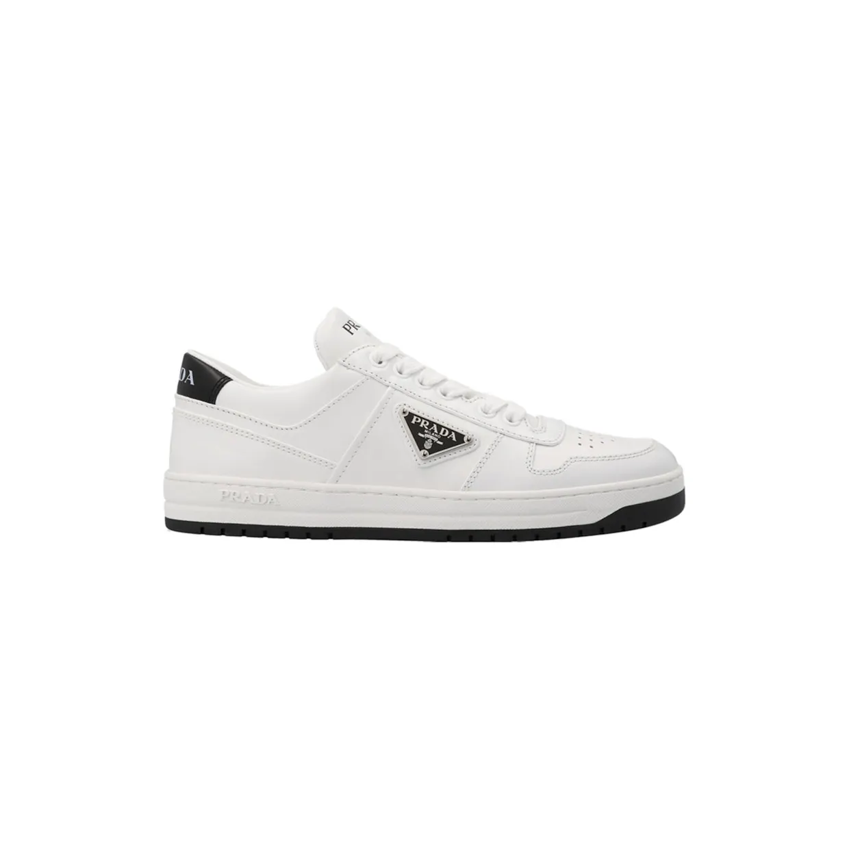 Prada Downtown Low Top Sneakers Leather White Black (1E792MF0303LJ6-F0964)