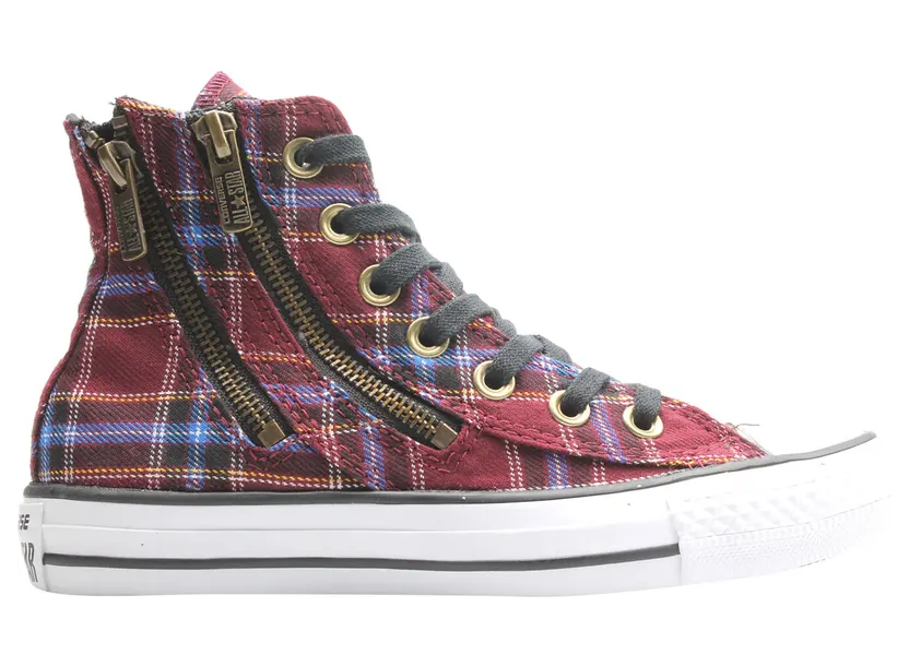 Converse Chuck Taylor All-Star Double Zip Hi Red Plaid (W)