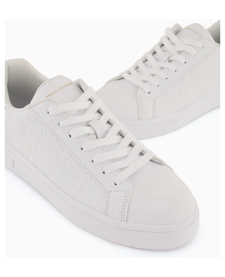 Armani Low-Top Sneakers With Embossed Pattern And Contrast Heel (XDX165-XV891-T782) (5)