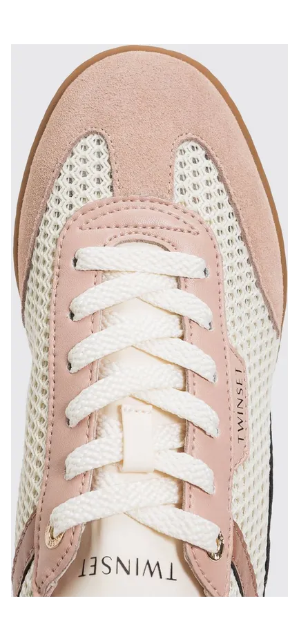 Twinset Leather and Mesh Sneakers White 1 (261TGT12A13541) (2)
