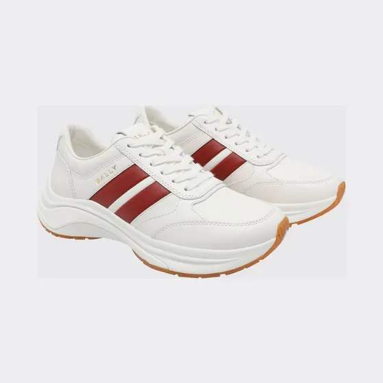 Bally Low-Top Calf Leather Sneakers with Striped Detail and Chunky Sole White (MSK0GYVT005I1X5)