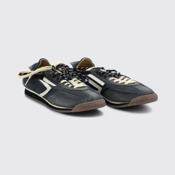 Puraai Panther Low-Top Sneakers in Vegan Leather and Recycled Nylon Black (PU602P055)