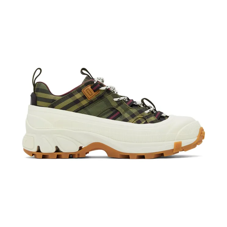 Burberry Green & Burgundy Check Arthur Sneakers (8043099)