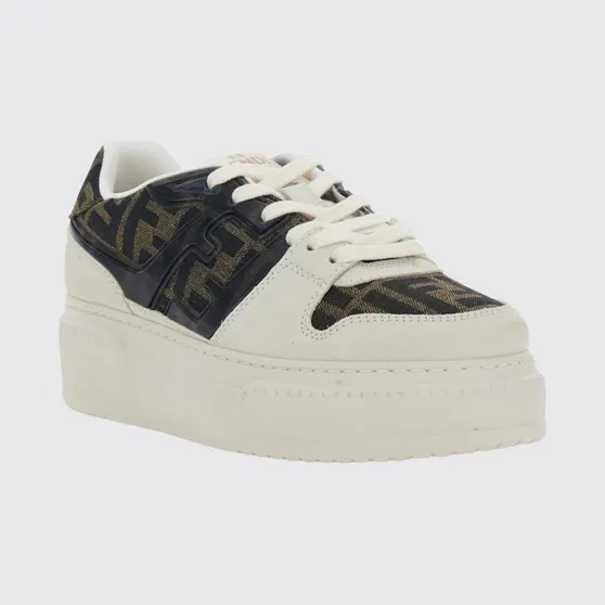 Fendi Match Platform Sneakers in FF Monogram Jacquard Fabric White (8E8572AQ6IF1PYW)