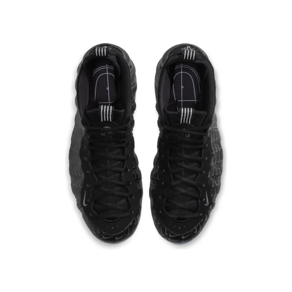Nike Air Foamposite One All-Over Swoosh Black Black/Black-Metallic Silver (CV0369-001)