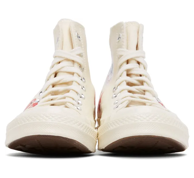 Comme des Garçons Play Khaki Converse Edition Multiple Hearts Chuck 70 High Sneakers (K116) (2)
