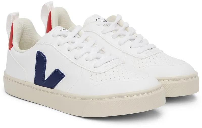 Veja Kids White & Navy Vegan V-10 Lace-Up (CX0712570)