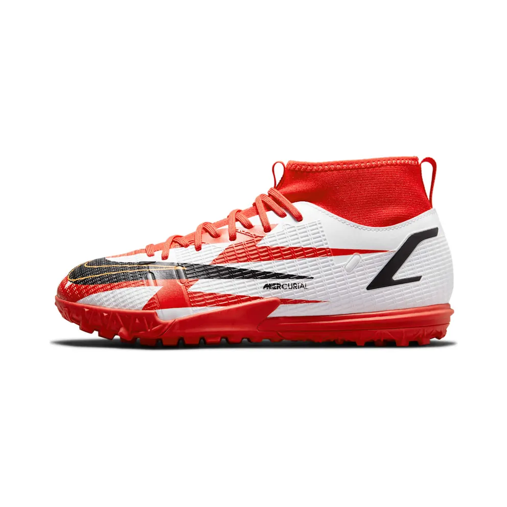 Nike Jr. Mercurial Superfly 8 Academy CR7 TF Turf-Fußballschuh für jüngere/ältere Rot (DB2679-600)