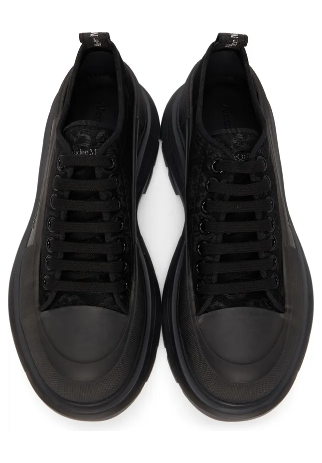 Alexander McQueen Black Floral Tread Slick Low Sneakers (662677W4Q32) (5)
