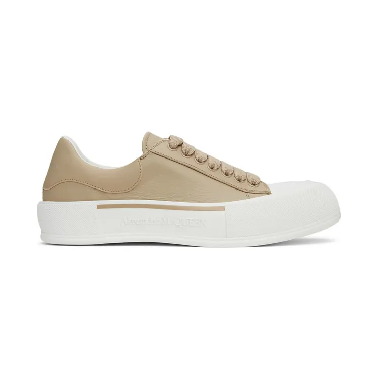 Alexander McQueen Beige Leather Colored Stripe Sneakers (667817WIB63)