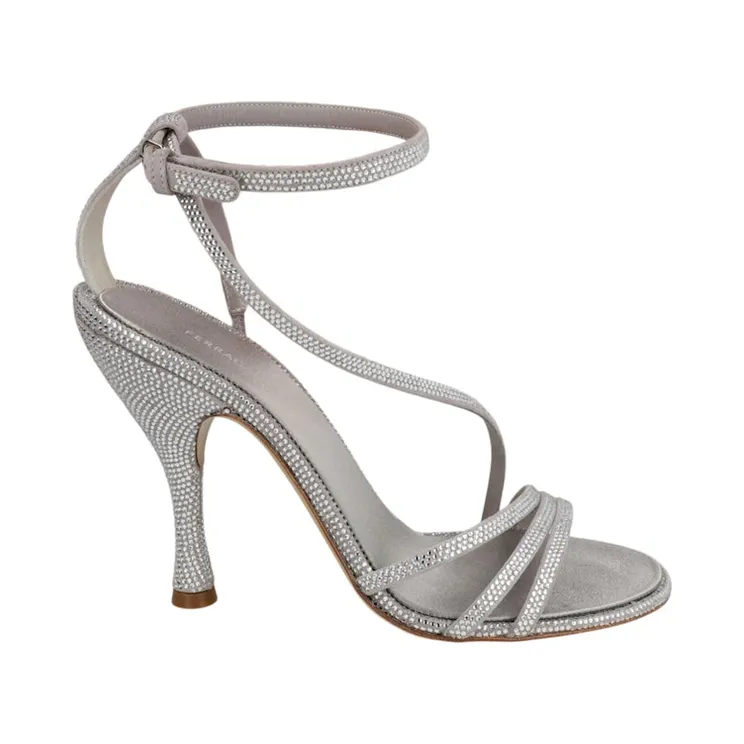Ferragamo Denise XS Crystal Embellished Heels Light Grey (01H463-769074-1C)