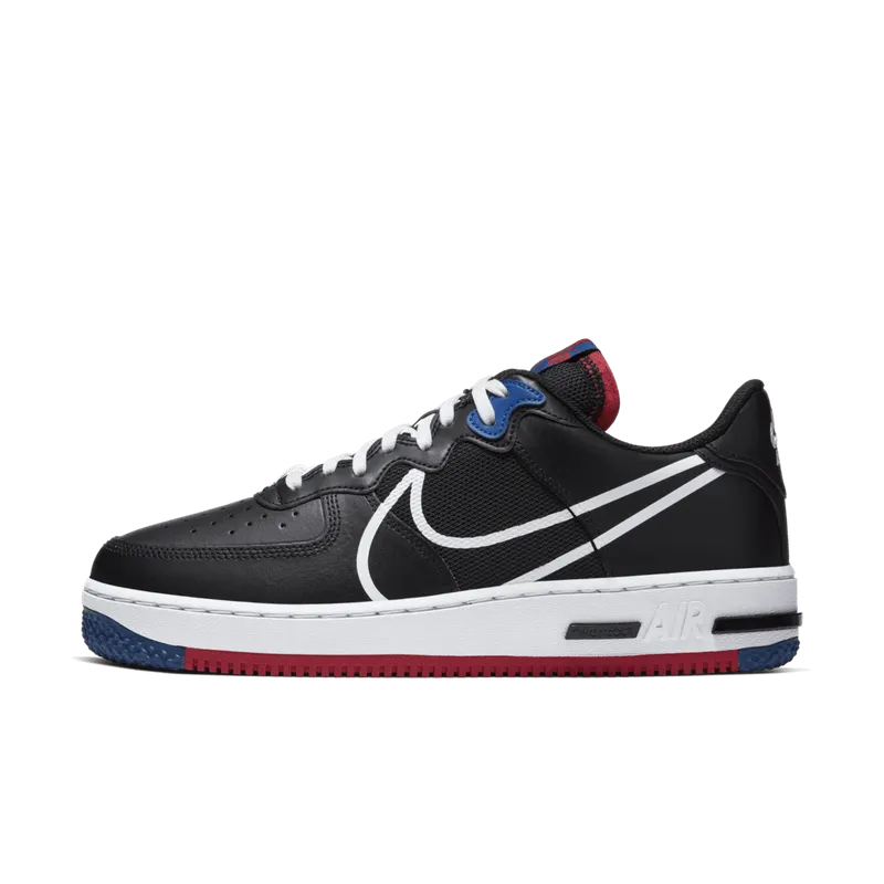 Nike Air Force 1 Low React Black White Gym Red Gym Blue Black/Gym Red-Gym Blue-White (CT1020-001)