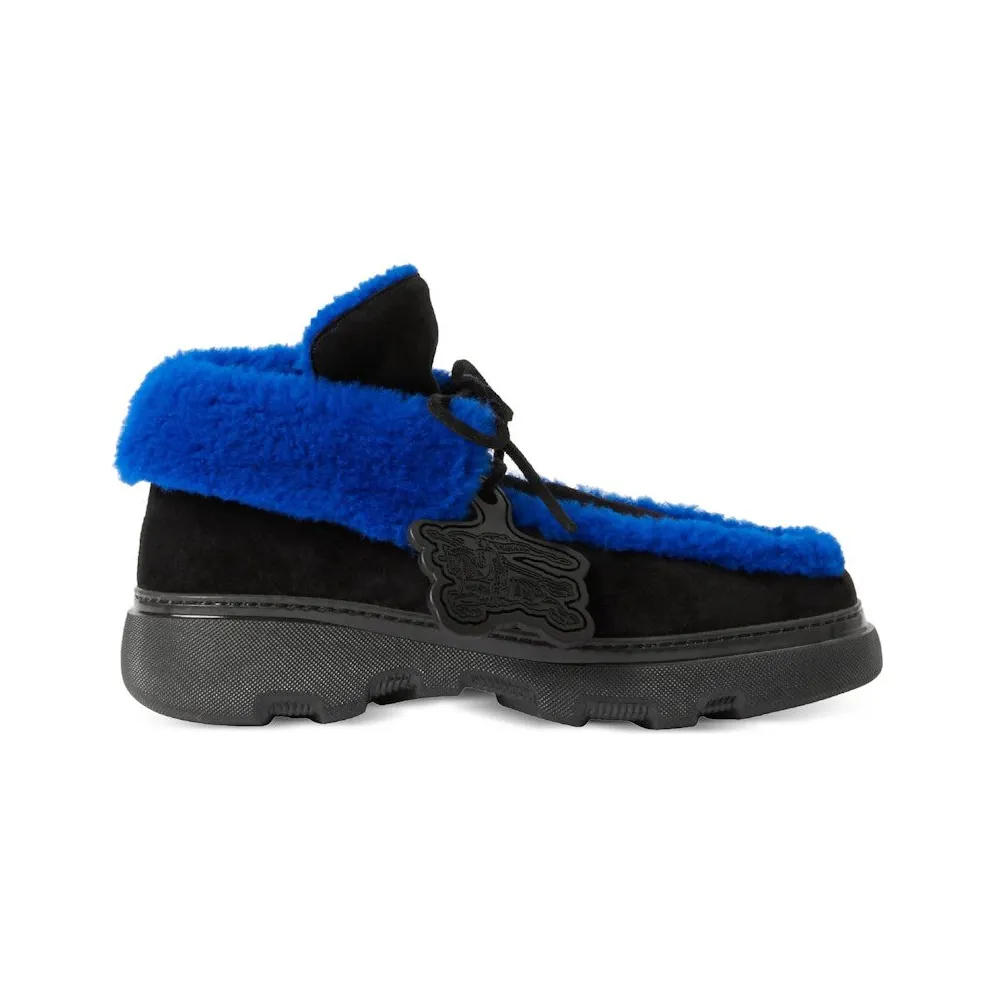 Burberry Shearling Embellished Suede Creeper Boot Black Blue (8077218)