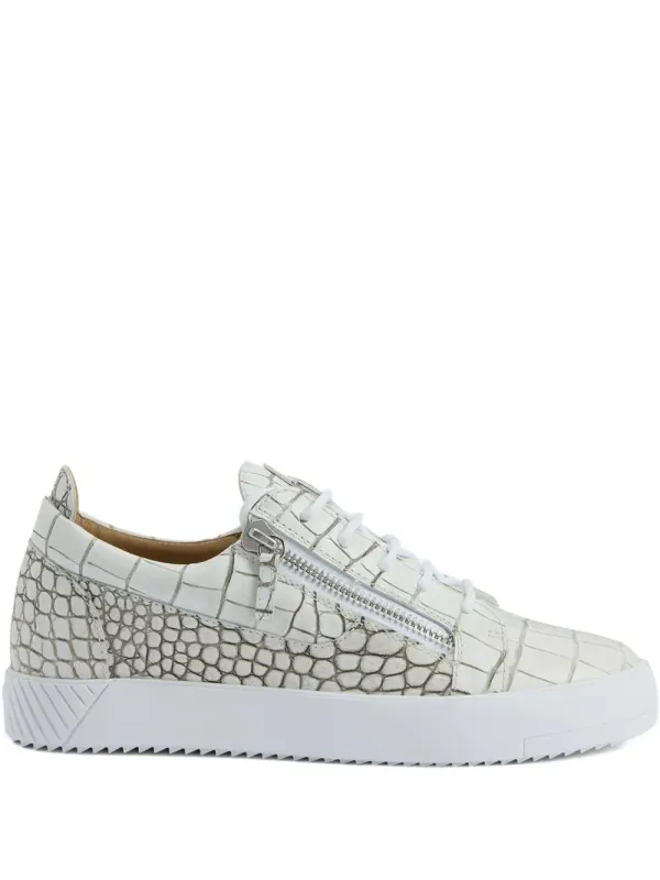 Giuseppe Zanotti Frankie sneakers with krokodillen-reliëf and rits – Beige (RU50029H04)