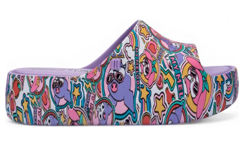 Melissa Free Platform Slide Hello Kitty and Friends Lilac Yellow (37874-BS344)