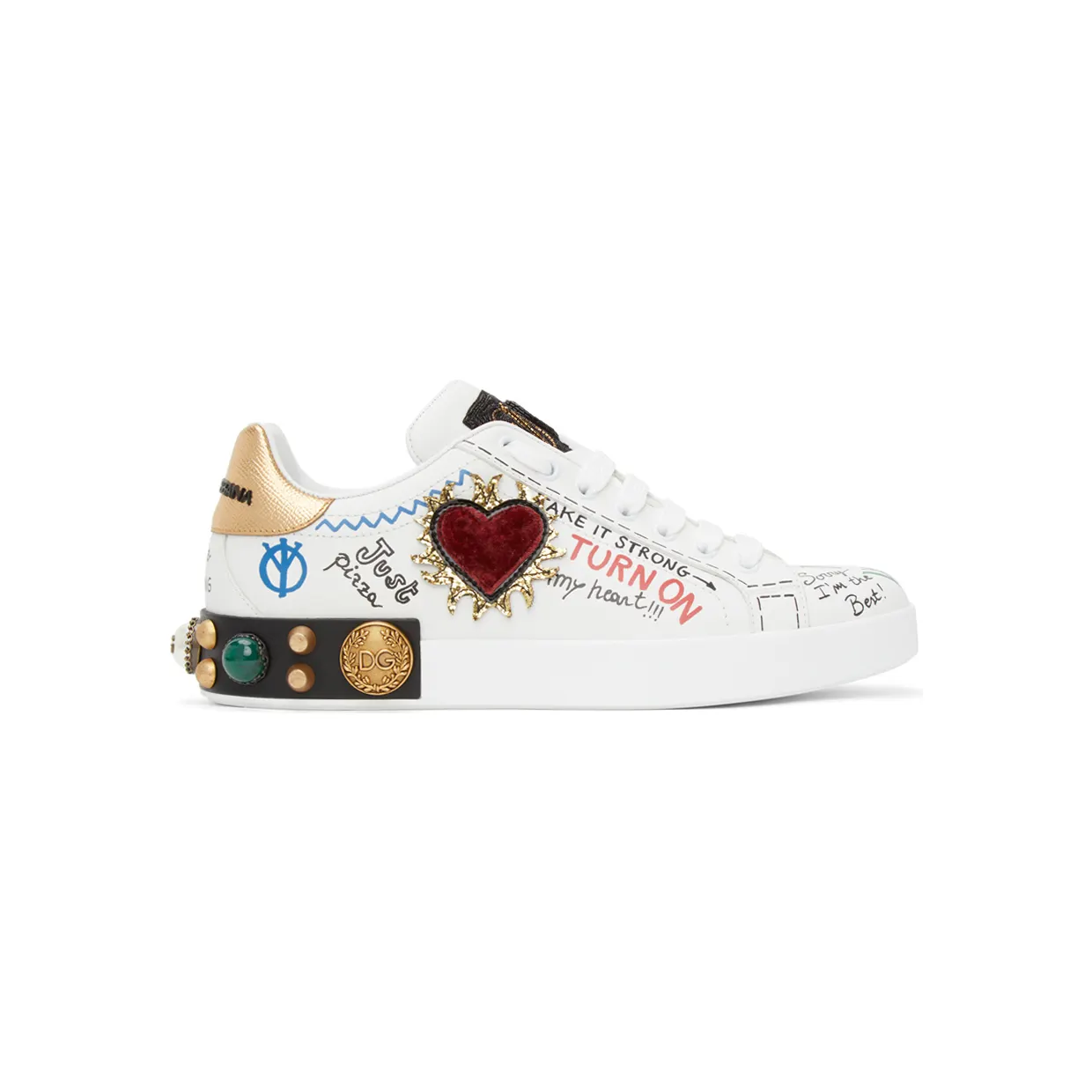Dolce & Gabbana White Printed Portofino Sneakers (CS1759 AH029)