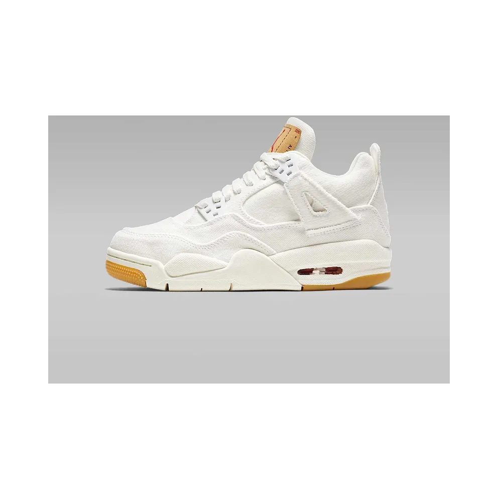 Jordan 4 Retro Levi’s White (GS) (Levi’s Tag) White/White-White (AQ9103-100)
