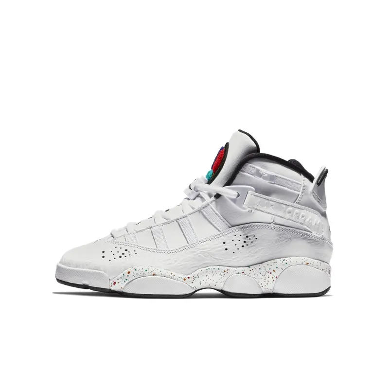 Jordan 6 Rings Confetti (GS) White/Black-White-Grey Fog (323419-100)