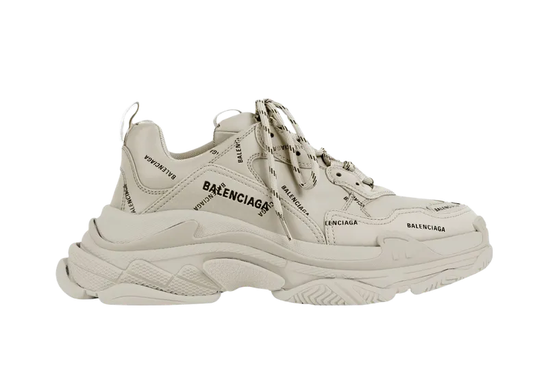 Balenciaga All Over Logo Triple S Beige Black (536737W2FA19710)