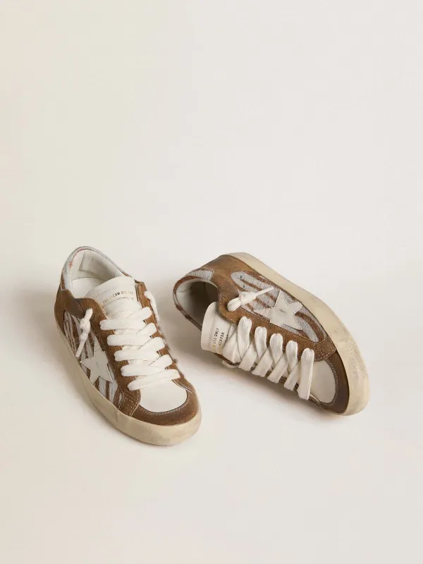 Golden Goose Super-Star In Zebra-Print Pony Skin With Leather Star And Brown Suede Inserts (GWF01021.F007965.15400) (2)