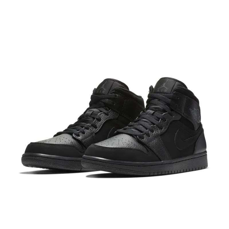 Jordan 1 Mid Black Dark Smoke Grey Black/Dark Smoke Grey-Black (554724-064)