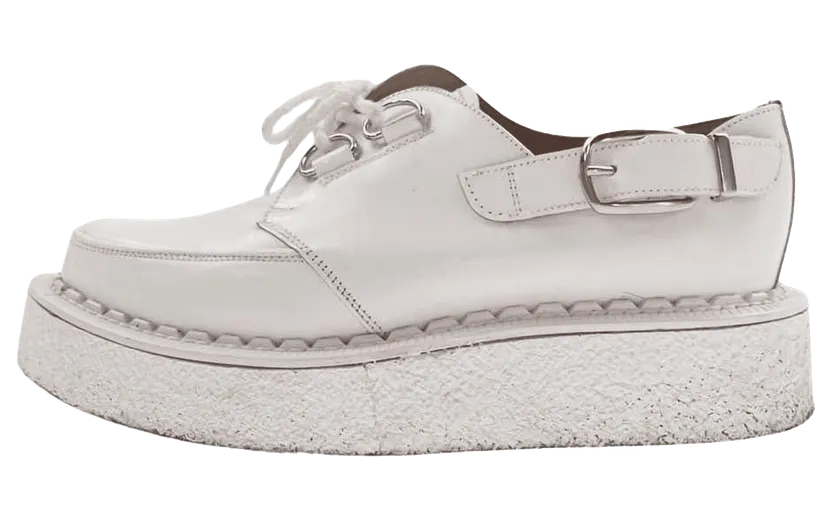 Comme Des Garcons Homme Plus George Cox Side Strap Creeper Leather Shoes “White” (PZ-K114-001)
