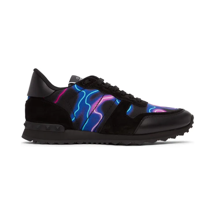Valentino Garavani Black Neon Camo Rockrunner Sneakers (XY2S0723KHJ)