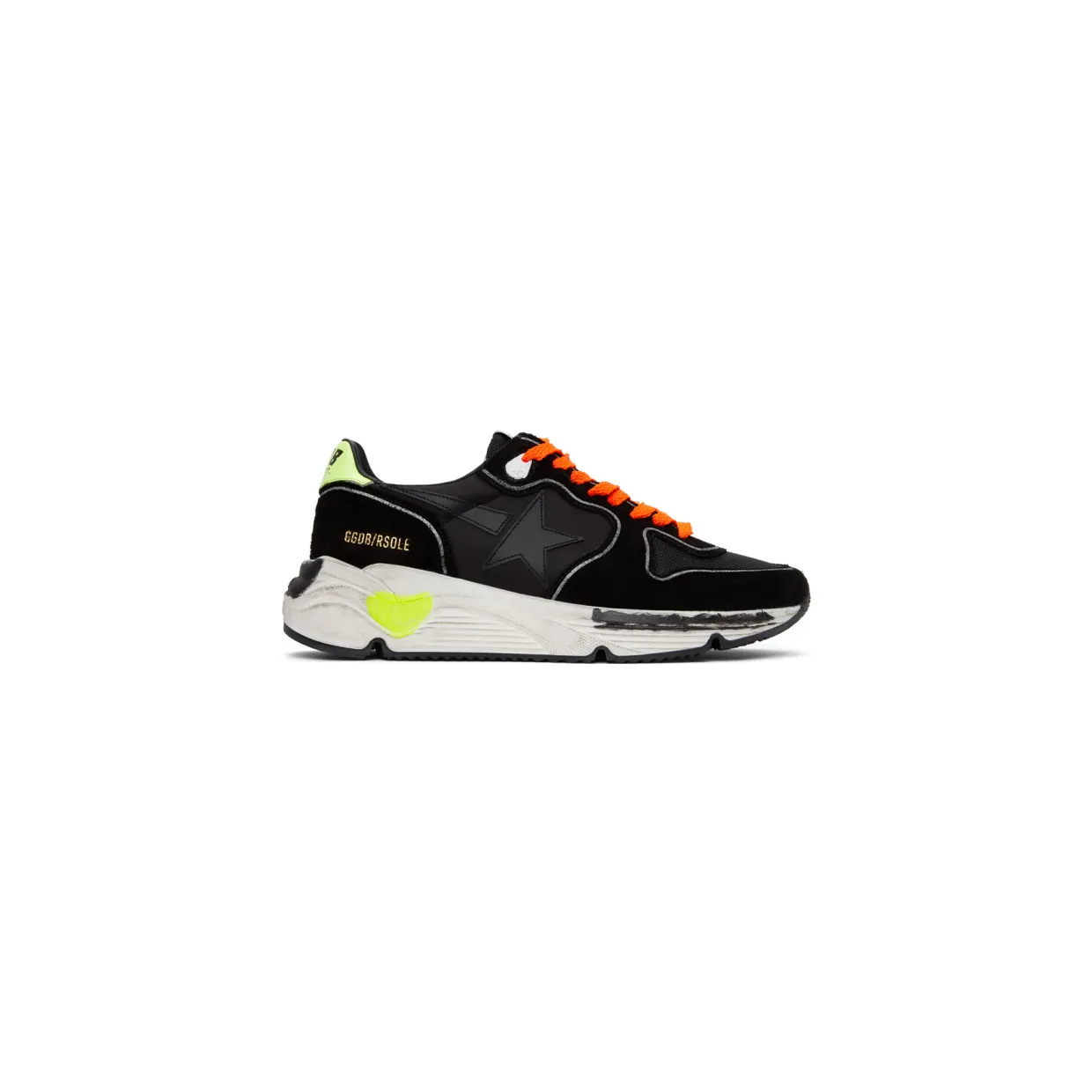 Golden Goose Black and Yellow Running Sole Sneakers (GMF00126.F000654.901)