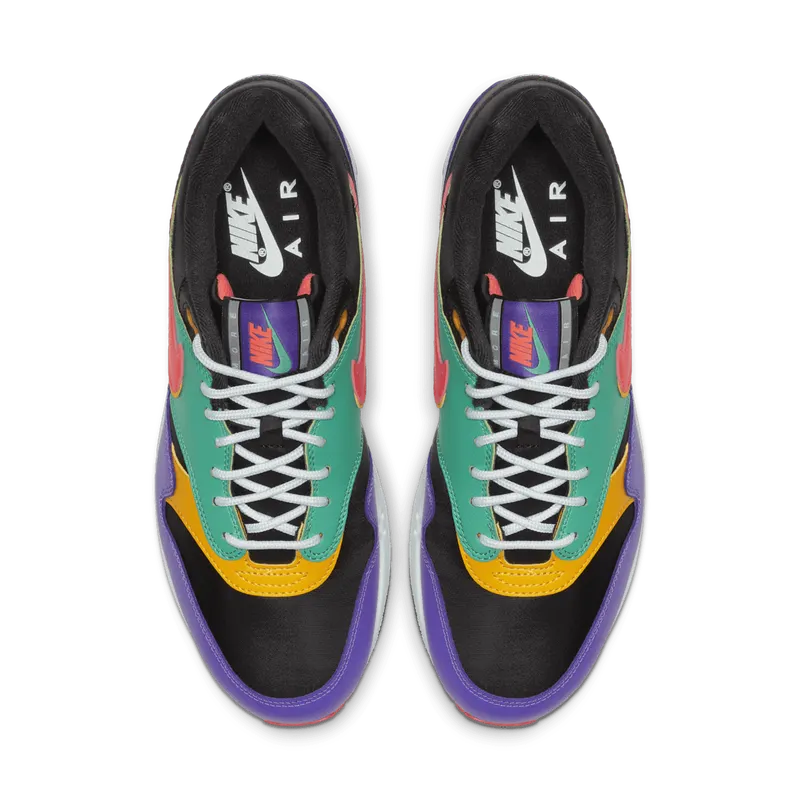 Nike Air Max 1 Windbreaker Black/Flash Crimson-Kinetic Green-Psychic Purple-University Gold-White (AO1021-023)