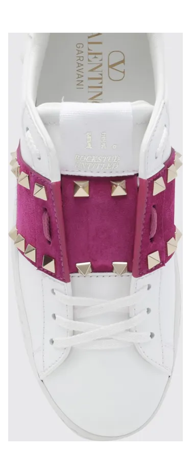 Valentino garavani Rockstud Untitled Leather and Suede Sneakers with Iconic Studs Fuchsia (S0A01ZBV3E2) (3)