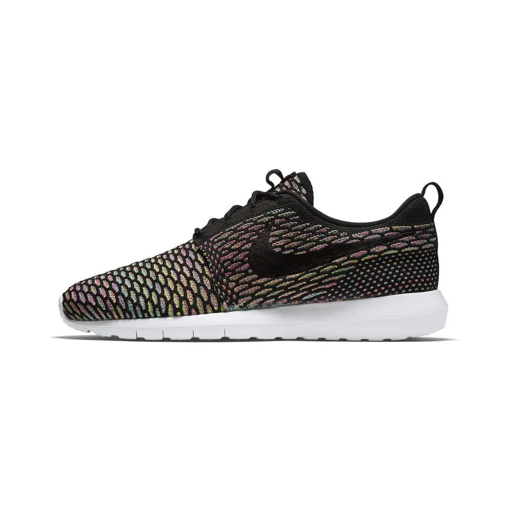 Nike Roshe Run Flyknit Multi-Color Black/Black-Pink Pow-Blue Glow (677243-013)