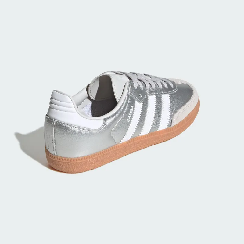 Adidas SAMBA OG Shoes Silver Metallic / Cloud White / Gum (KK2327)