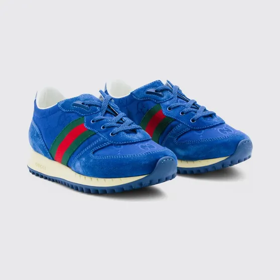 Gucci Re-Motion Sneakers in Suede and Canvas with GG Jacquard Monogram Blue (850511AAFO94241)