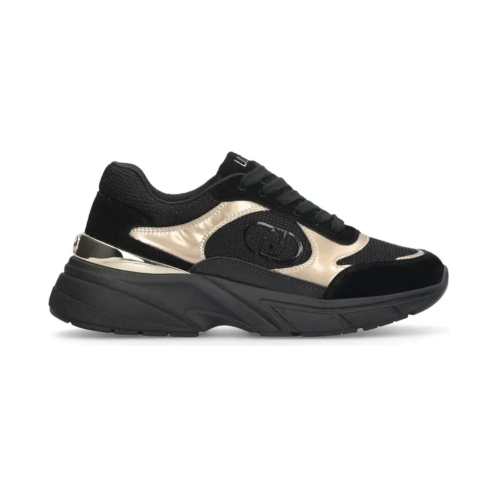 Liu Jo sneaker Cow Suede/Mesh/Metal Black/Light Gold (BF5017PX031S1189)