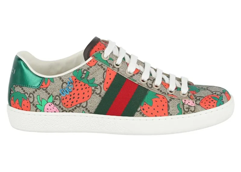 Gucci GG Supreme Ace Strawberry Sneakers Beige Multi (433900 G2210 8960)
