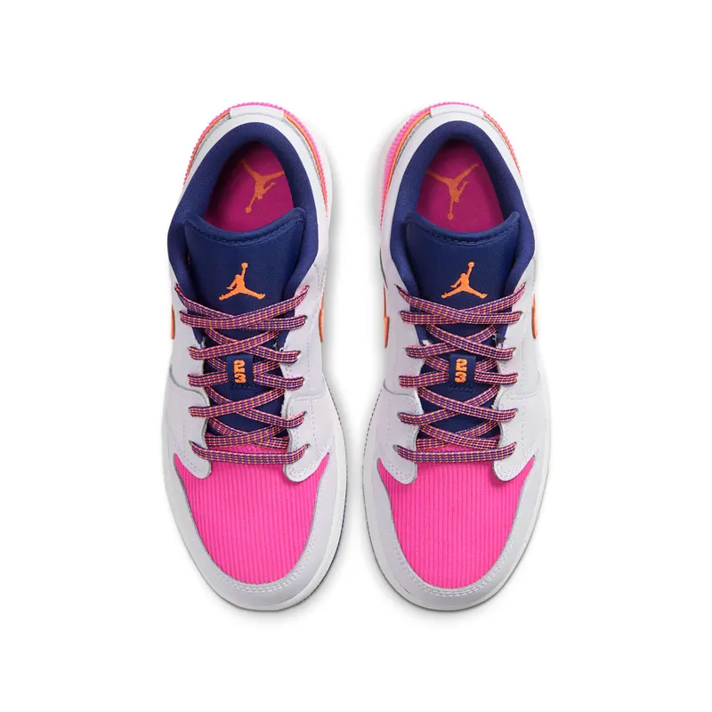 Jordan 1 Low Pink Corduroy (GS) White/Navy/Pink (554723-502)