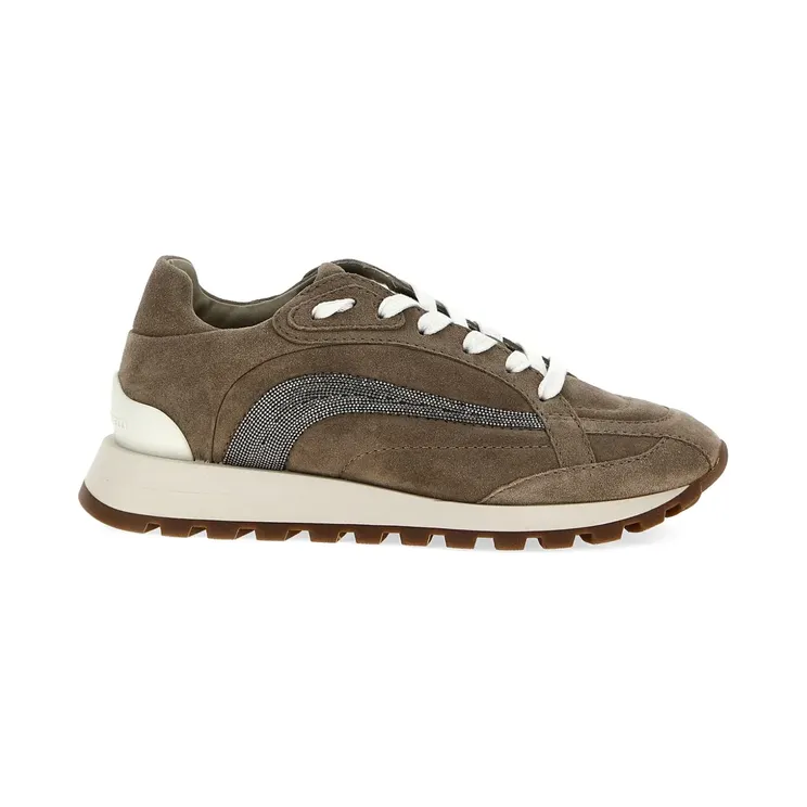 Brunello Cucinelli Monili-verfraaide suède “Brown” (MZSFG2943CU995)