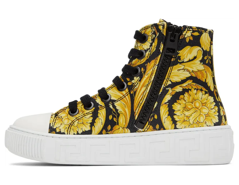 Versace Kids Black & Gold Barocco High Sneakers (10027041A02619) (3)