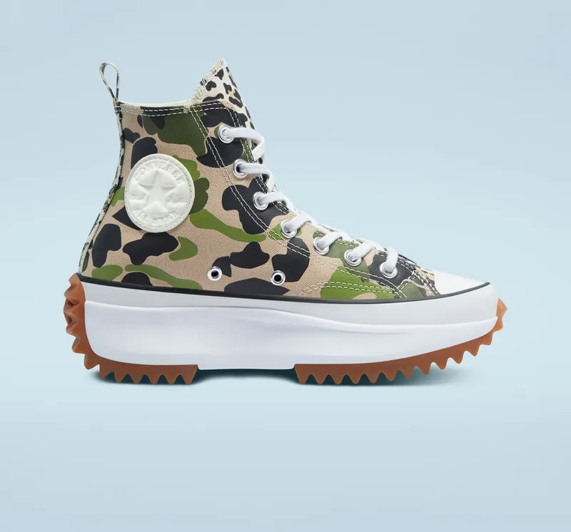 Converse Archive Print Run Star Hike High Top Candied Ginger/piquant Green “Camo” (170913C)