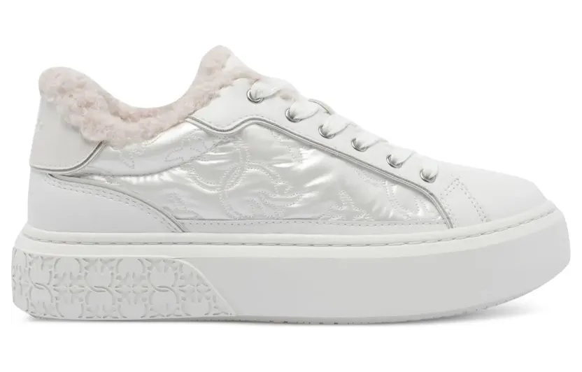 PINKO Sneakers met gewatteerd vlak en bont afwerking – Wit (SS0103P102)