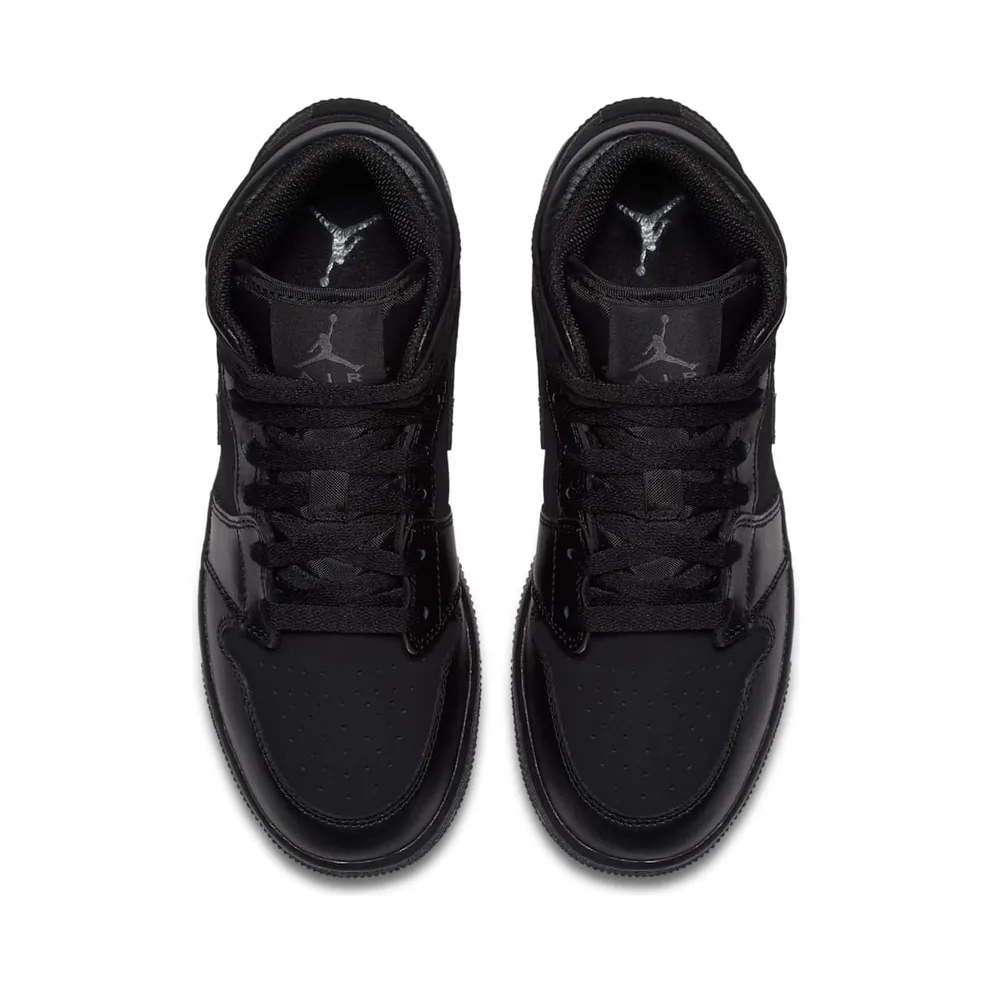 Jordan 1 Mid Triple Black 2016 (GS) Black/Dark Grey-Black (554725-050)