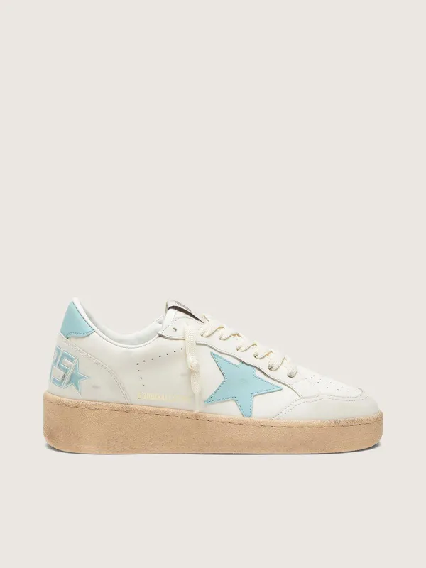 Golden Goose Women’S Ball Star In White Leather With Light Blue Star (GWF00804.F008501.10422)